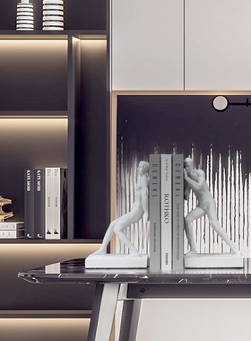 抽象人物雕像书档摆件客厅家居酒柜样板间创意书挡书靠书立装饰品