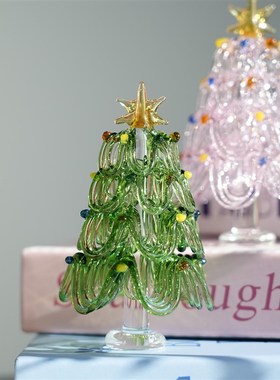 淄博琉璃纯手工艺品挂丝圣诞树桌面摆件家居玄关氛围感装饰品礼物