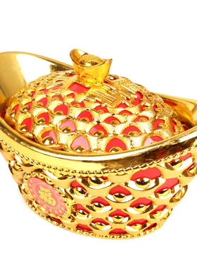 聚缘阁金元宝塑料元宝摆件开盖元宝招财金元宝聚宝盆招财游戏道具