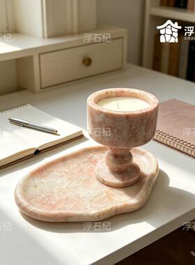天四季粉大理石烛台NMB套组桌面饰然摆装饰简代约现家居工艺礼品
