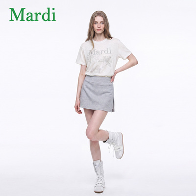 MARDI字母印花宽松短袖T恤女