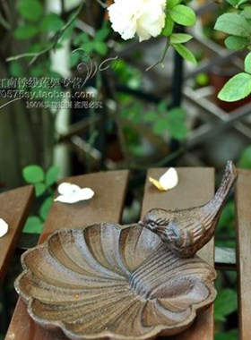 花园杂货 欧式复古铁艺动物喂鸟器花园装饰 铸铁工艺品
