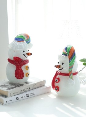 意器 琉璃摆件雪人圣诞节装饰品酒柜样板间软装玄关电视柜儿童房