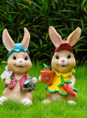 室外草地花园林卡通可爱小兔子雕塑庭院家居门窗阳台动物装饰摆件