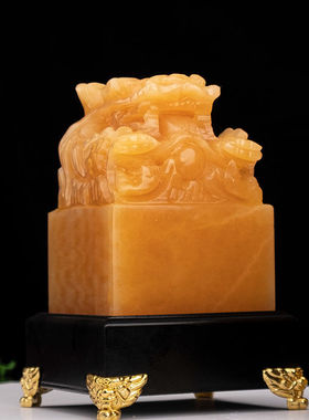 天然玉石龙凤呈祥玉玺凤凰印章传国定制客厅玄关酒柜中式吉祥摆件
