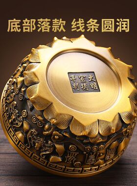 纯铜聚宝盆摆件客厅装饰水晶元宝大号招财进宝铜缸开业乔迁送礼品