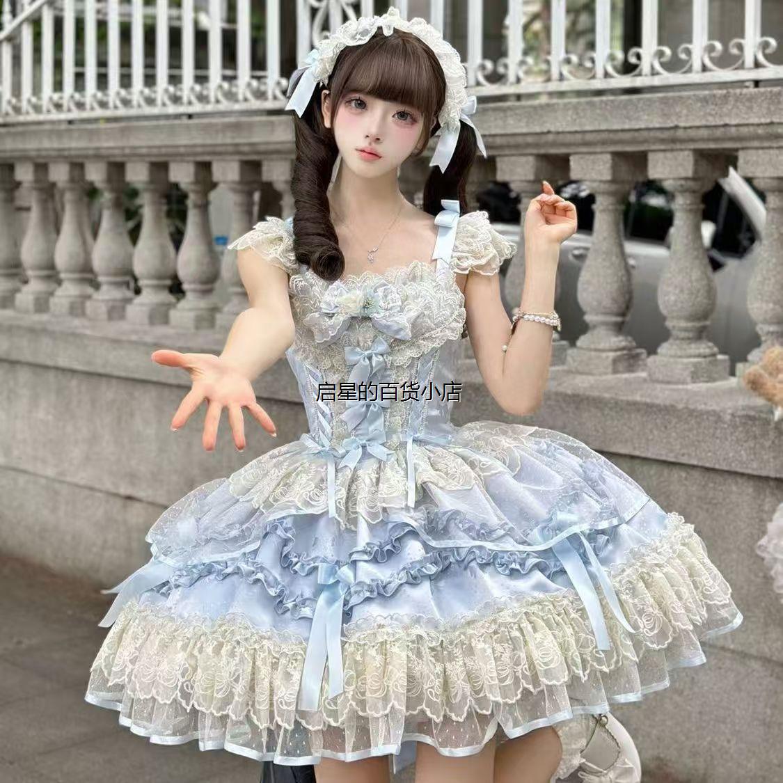 ~白糖少女原创设计新品Lolita洋装芭蕾风jsk吊带连衣裙 - 图1