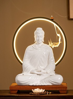 中式陶瓷释迦牟尼佛像阿弥陀佛大日如来佛祖家居桌面摆件客厅供奉