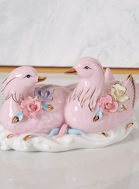 鸳鸯一对摆件家居促夫妻和谐旺爱情卧室房间创意床头装饰品