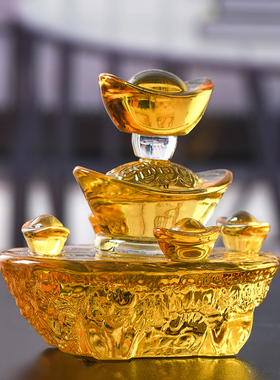 黄水晶元宝聚宝盆摆件 客厅摆件新年家居装饰品乔迁新居开业礼品