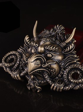 手工黄铜唐卡大鹏金翅鸟 大鹏鸟面具装饰挂件门牌