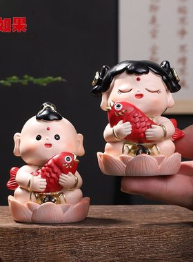 金童玉女喜娃情侣一对结婚红色喜庆婚庆压床娃娃婚房床头摆件福娃