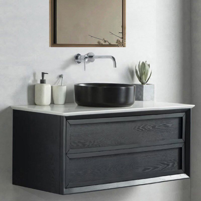 黑色浴室柜木纹洗手台台上盆中古风洗漱台小户型实木洗脸盆,淘宝优惠券,粉丝福利购,淘宝优惠卷