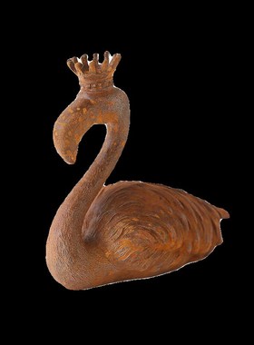 爱上花园 园艺杂货铸铁 花园做旧锈色装饰摆件国王皇后火烈鸟