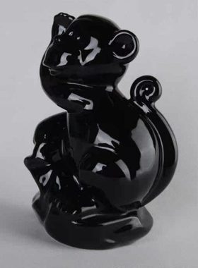 12生肖陶瓷黑色猴子摆件 家居装饰工艺品猴摆设
