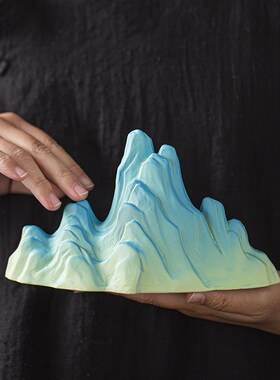 创意中式陶瓷假山微景观客厅电视柜玄关假山鱼缸水族造景装饰品