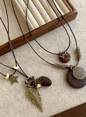 新中式复古民族风长款吊坠v女小众百搭叠戴韩系时尚潮流配饰项链