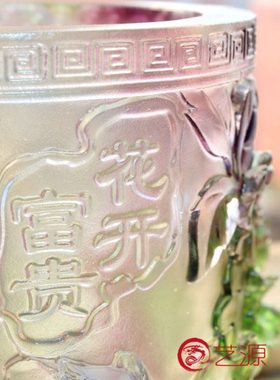 琉璃摆件花开富贵笔筒时尚创意商务家居饰品同事朋友生日礼品礼物