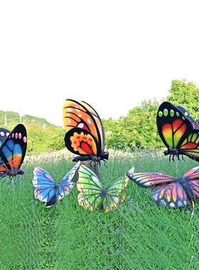 户外蝴蝶玻璃钢雕塑仿真动物小品庭院花海草坪园林微景观装饰摆件