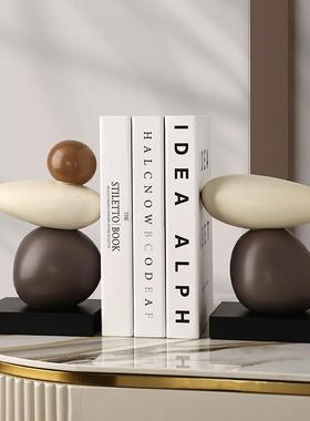 石来运转书档摆件家居饰品酒柜电视柜书房高级感装饰书立架乔迁礼