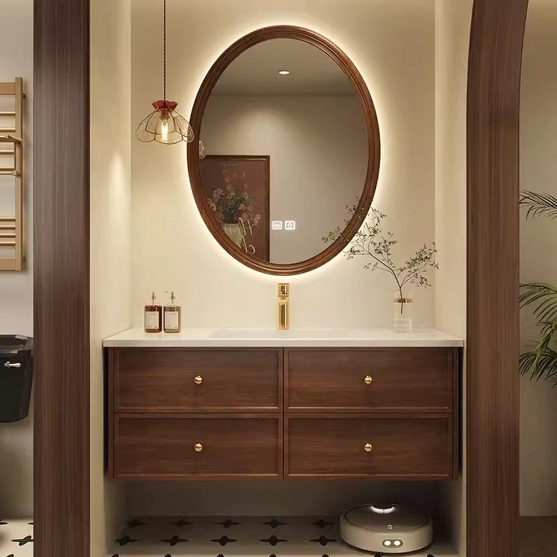 中古风实木浴室柜陶瓷一体智能洗漱台洗手洗脸盆柜定制,淘宝优惠券,粉丝福利购,淘宝优惠卷