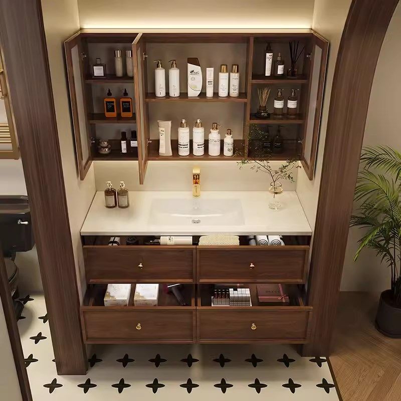 中古风实木浴室柜陶瓷一体智能洗漱台洗手洗脸盆柜定制,淘宝优惠券,粉丝福利购,淘宝优惠卷