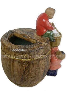 包邮石湾陶瓷公仔客厅家居装饰摆件吴满炽纯手工艺复古五谷丰登