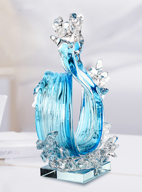 轻奢现代琉璃工艺品招财艺术摆件玄关电视柜酒柜书V房水晶软装饰