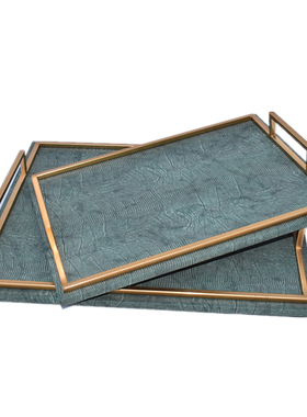 现代欧式魔鬼鱼皮质盘样板房售楼处客厅茶几酒店饰品