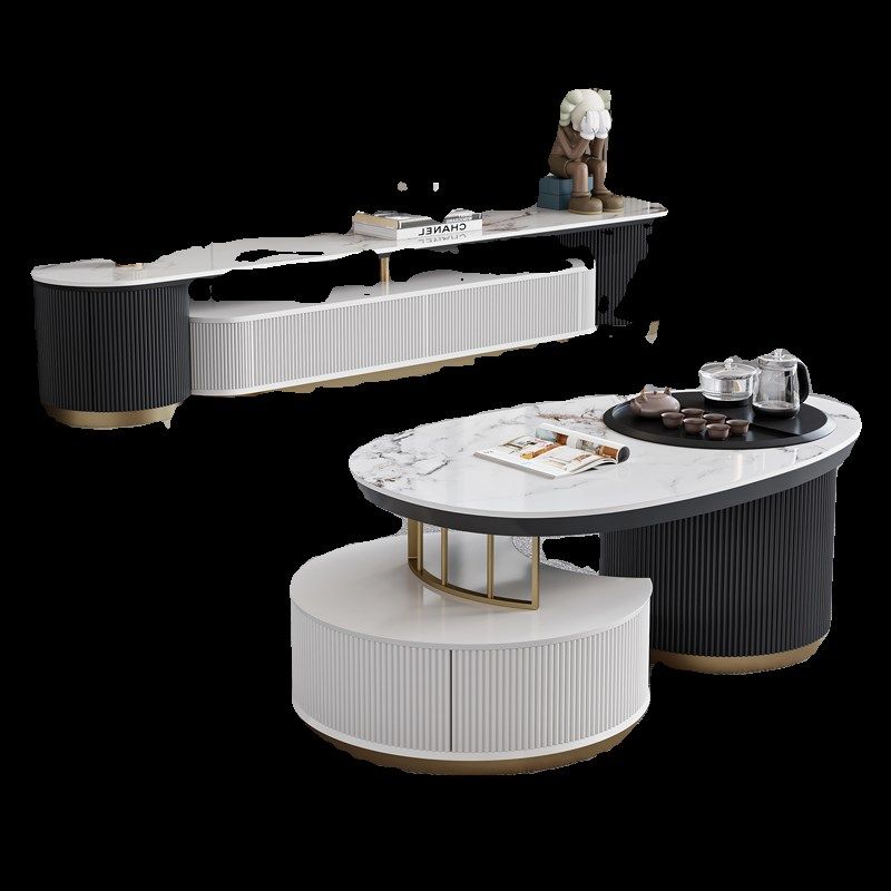 岩板椭圆茶几小户型客厅现代升降一体烧水功夫两用茶台,淘宝优惠券,粉丝福利购,淘宝优惠卷