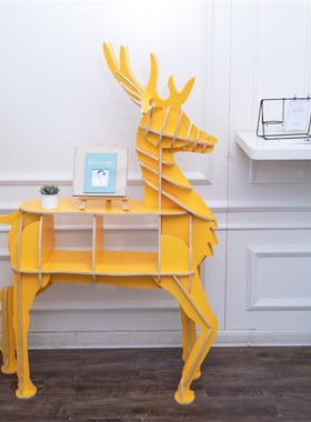 鹿书架网红家居摆件北欧麋鹿创意客厅落地置物架橱窗直播装饰书架