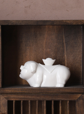 陶瓷12生肖猪摆件招财客厅办公室桌面小猪猪瓷器家居装饰品工艺品