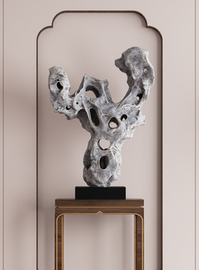 酒店大堂装饰摆件新中式太湖石玄关雕塑售楼处禅意落地抽象艺术品