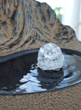 新中式桌面流水摆件室内家居客厅茶室电视柜禅意水景水晶球小景观