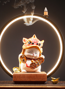 创意舞狮招财猫摆件可爱小号家居客厅桌面装饰乔迁店铺开业礼品