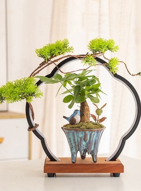 招财绿植装饰品摆件家居创意中式办公室客厅玄关桌面乔迁送礼