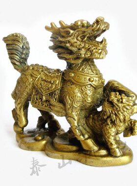 铜麒麟桌面摆件家居装饰工艺品乔迁开业办公室玄关客厅卧室店铺礼