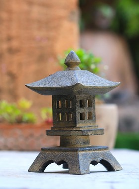 日式庭院灯塔送礼桌面摆件太阳能灯花园民宿别墅造景石塔宫灯摆设