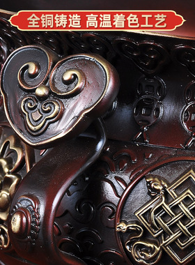 紫铜色聚宝盆摆件黄铜 家居客厅玄关电视柜办公室店铺装饰