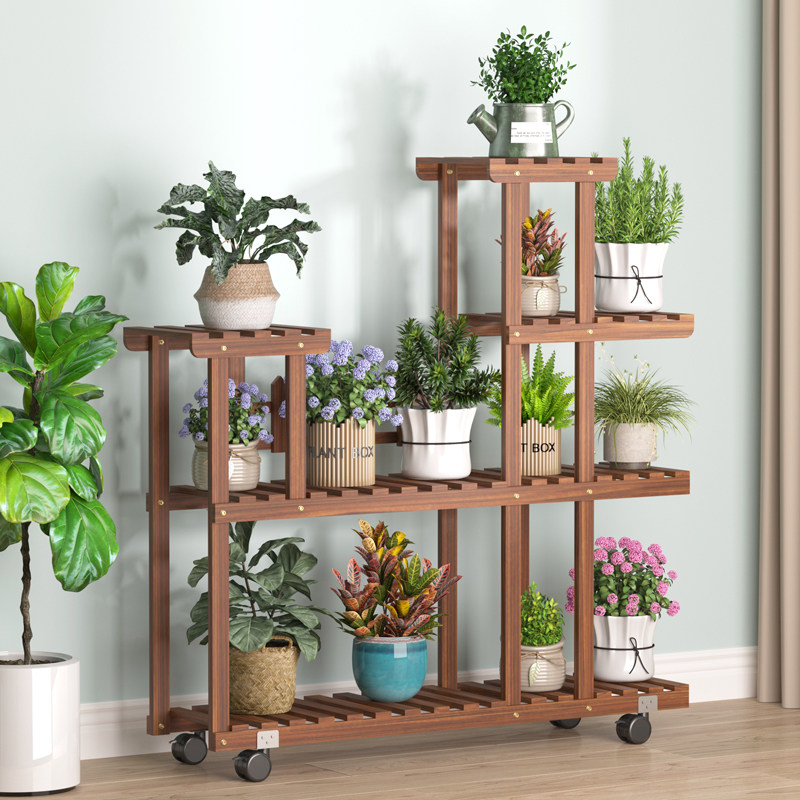 室内外实木质花架子阳台客厅碳化防腐绿萝多肉植物置物架落地多层,淘宝优惠券,粉丝福利购,淘宝优惠卷