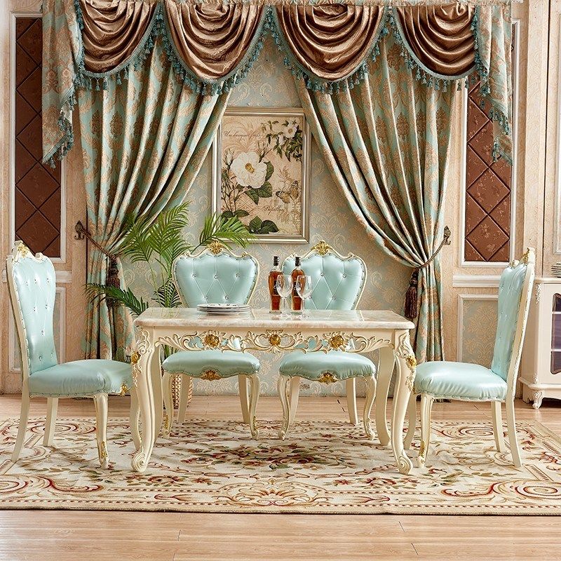 小兔匠欧式餐桌椅组合大理石长方形舒适椅子实木简约家用吃饭桌子,淘宝优惠券,粉丝福利购,淘宝优惠卷