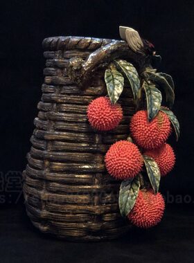 石湾陶瓷工艺品家居创意客厅装饰柜饰品手工乔迁礼品花插花瓶