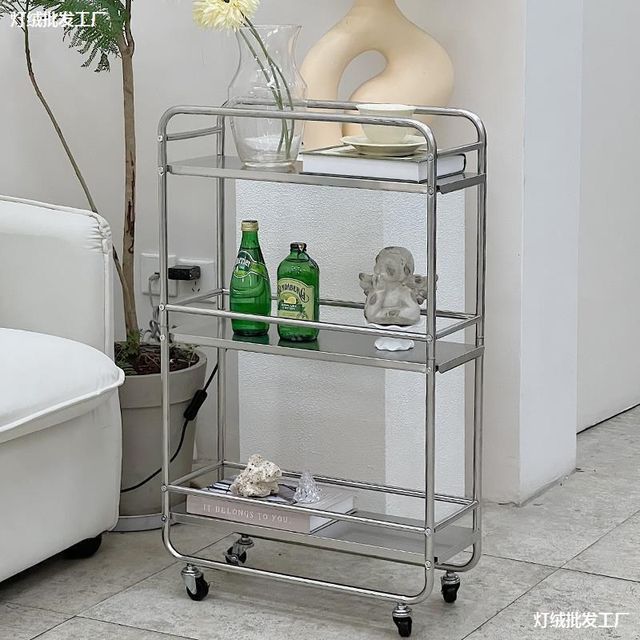 Storage rack floor-standing multi-layer movable home t-use kitchen and bathroom trunk trolley multi-function storage rack