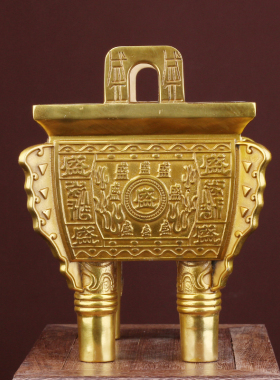 纯铜盛鼎宝龙鼎双龙鼎大号盛鼎摆件乔迁客厅桌面办公室送礼工艺品