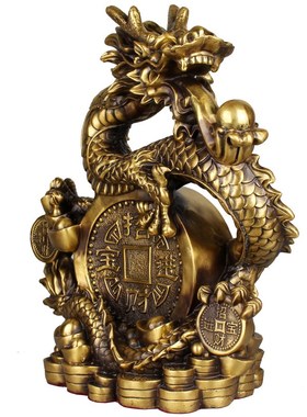 纯铜龙摆件大号龙工艺品书房客厅办公室家居装饰品