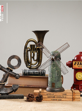 复古摆件创意怀旧欧式软装饰品酒吧咖啡客厅拍摄模型道具橱窗摆件