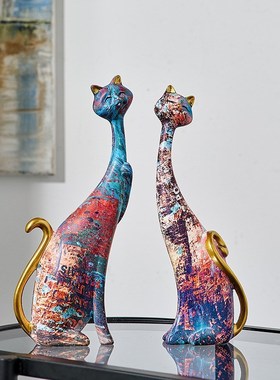 创意抽象人物摆件家居客厅电视柜装饰办公室艺术瑜伽摆件油画女人