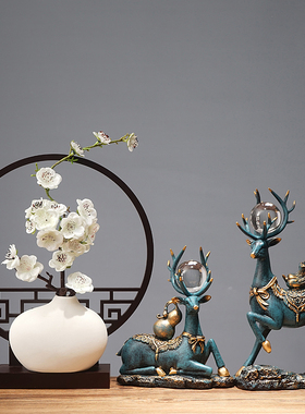 新中式电视柜禅意家居客厅创意玄关酒柜花瓶摆件玄关屏风装饰品