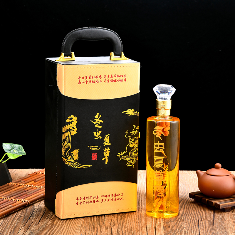 High borosilicate bubble wine bottle Cordyceps sinensis craft wine bottle glass bottle ginseng seahorse wine bottle 1kg 2kg gift box packaging