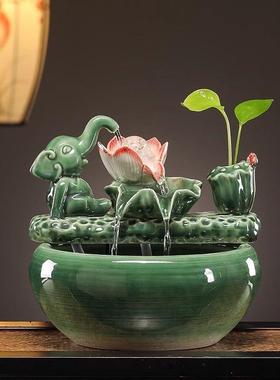 陶瓷流水喷泉循环水摆件客厅茶几玄关办公室桌面开业乔迁送礼招财